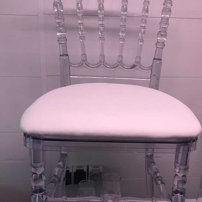 Chaise Napoléon III cristal assise blanche